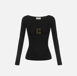 Maglia in jersey con logo gioiello Nero