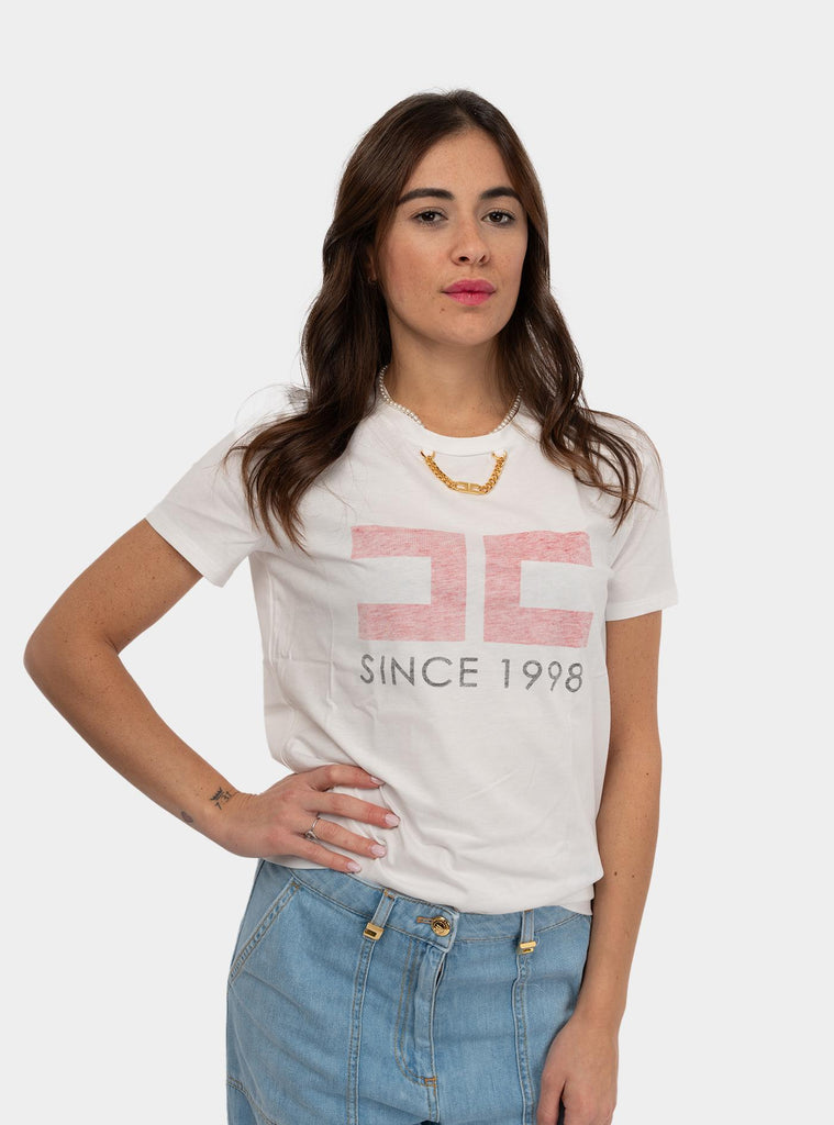 T-shirt Donna in jersey con logo Bianco MA03351E2 270 GESSO ELISABETTA FRANCHI 