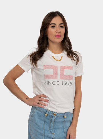 T-shirt Donna in jersey con logo Bianco MA03351E2 270 GESSO ELISABETTA FRANCHI 