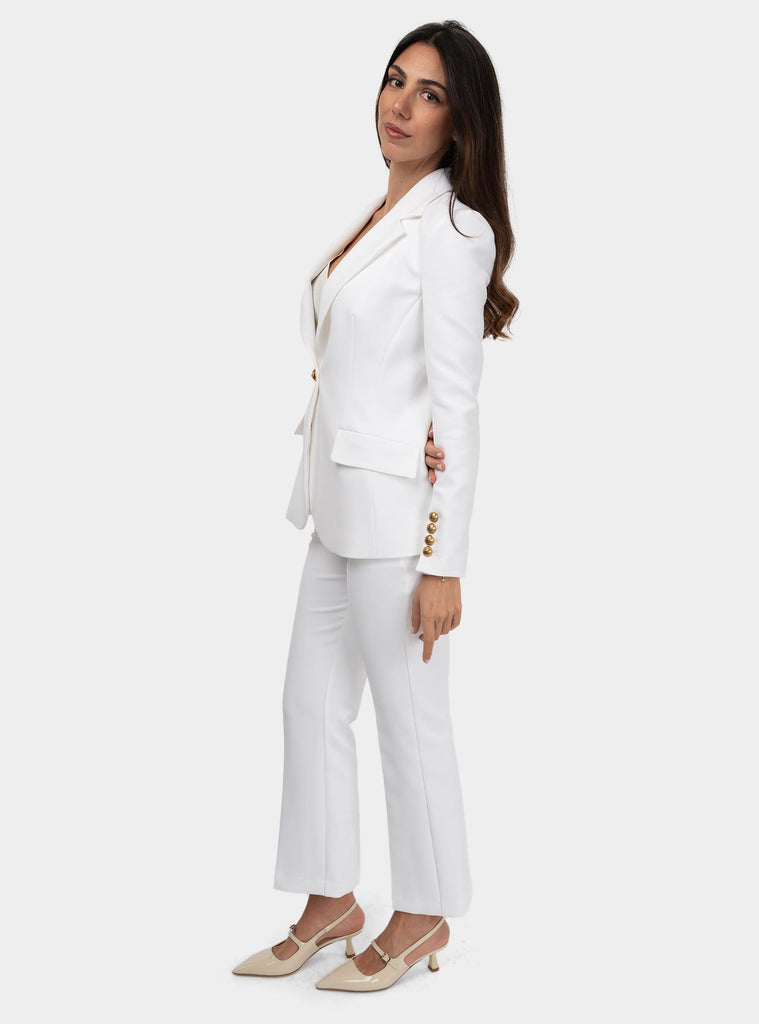 Tailleur monopetto in crêpe Bianco TP00151E2 360AVORIO ELISABETTA FRANCHI 