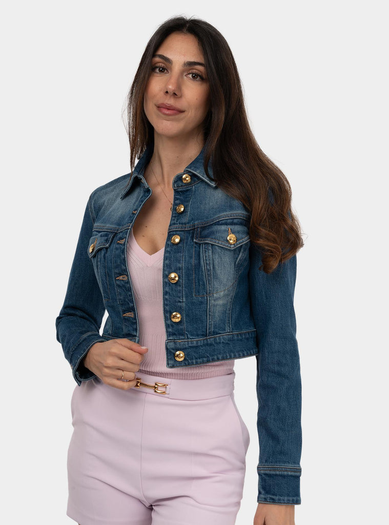 Giubbotto cropped in denim BJ37I51E2V620 139BLUE VINTAGE ELISABETTA FRANCHI 