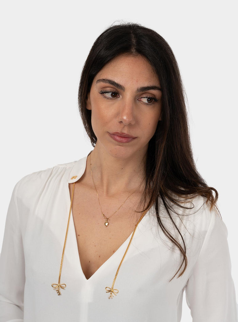 Camicia in georgette con charms e logo Bianco CA08051E2V440 360AVORIO ELISABETTA FRANCHI 