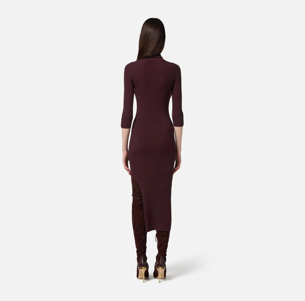 Abito in maglia a costine collo alto Merlot AM23B56E2 MERLOT ELISABETTA FRANCHI 