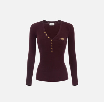 Maglia a costine Merlot MK12B56E2 EA4 MERLOT ELISABETTA FRANCHI 
