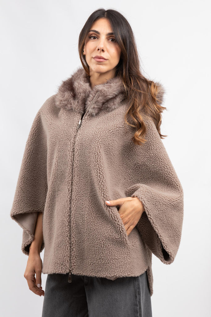 Eco montone con zip reversibile bordo zibe B618MONT 00028 MACCHIATO/DUST BEIGE BETTA CORRADI 