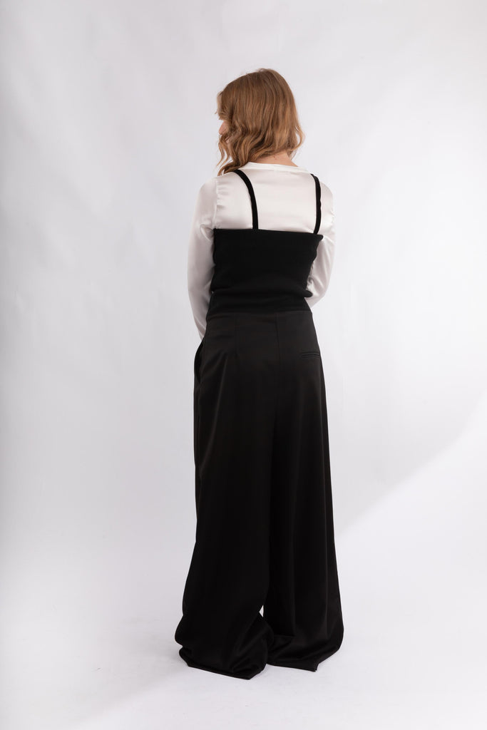 Tuta a bustier stretch e pantalone a palazzo TAN 356 22 BLACK HANAMI D'OR 