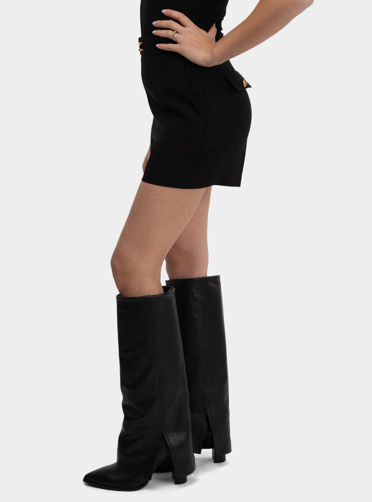 Short in crêpe con morsetto e patte Nero SH00751E2 110NERO ELISABETTA FRANCHI 