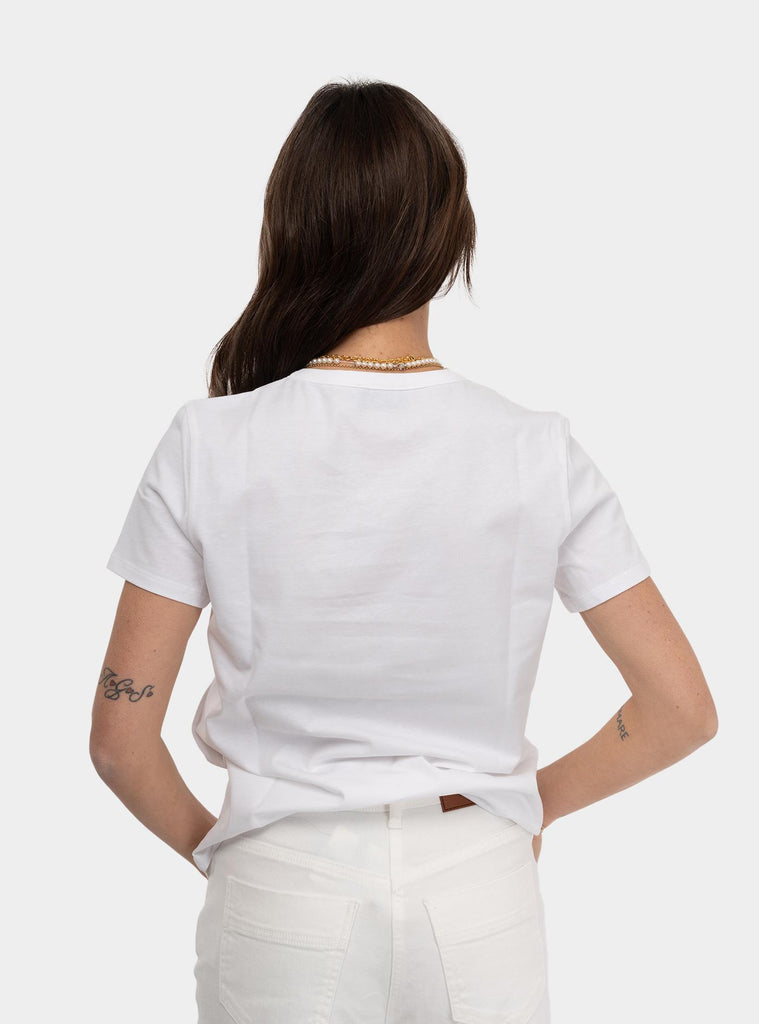 T-shirt in jersey con collana a fiocco Bianco MA02951E2 270 GESSO ELISABETTA FRANCHI 