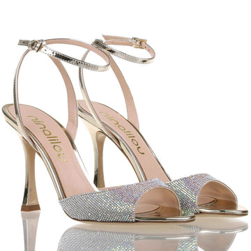 Sandalo alto MYA 90 fascia con strass 351023M9/13 PLATINO NINALILOU 
