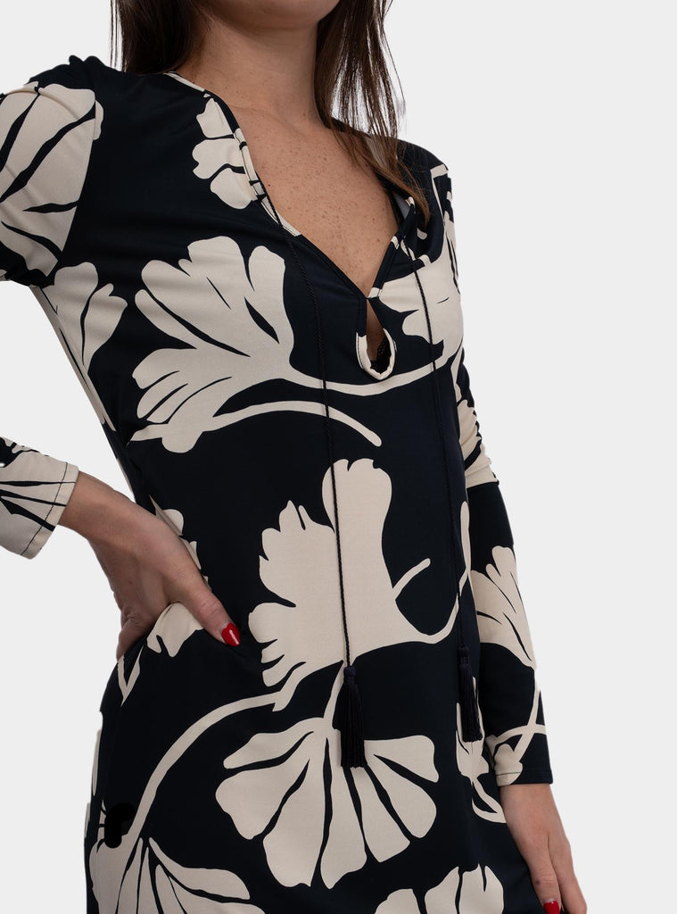 Abito lungo scollo a v printed FF0031-0125 019 1ONE 