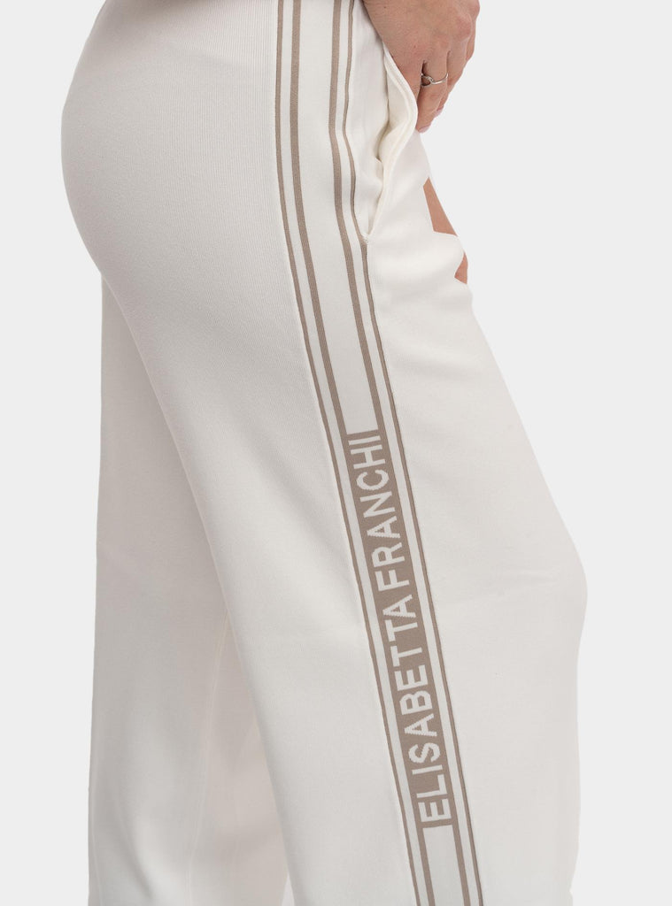 Pantaloni in viscosa con bande a contrasto Bianco KP65S51E2 DK6 AVORIO/GREIGE ELISABETTA FRANCHI 