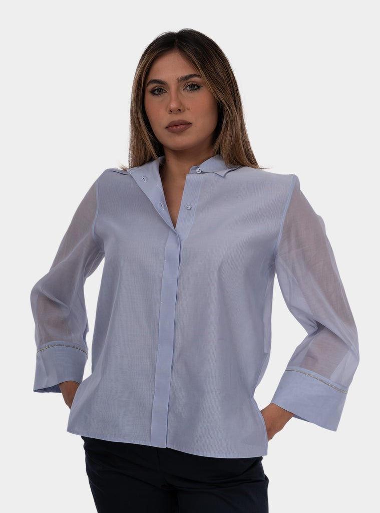 Camicia donna in organza di cotone e seta opaca S06259 08372 085 PESERICO 