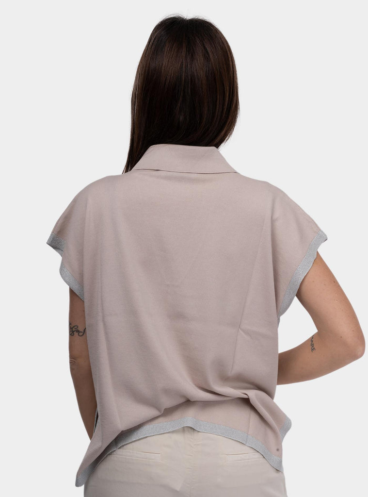 Maglia con bordi in lurex beige 57269/14069 111 GRAN SASSO 