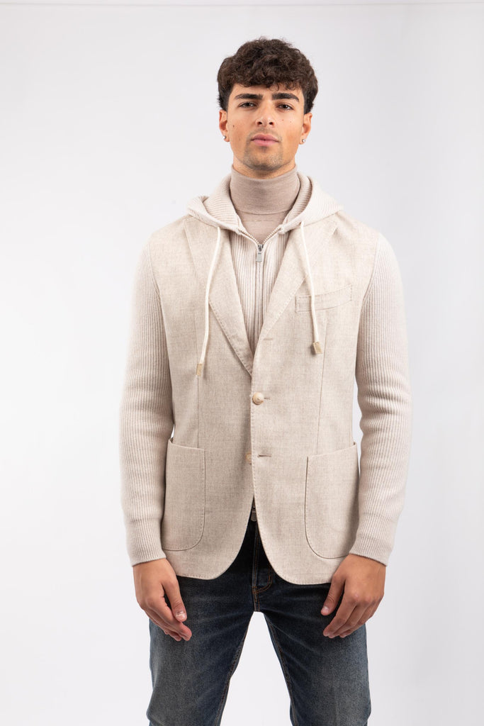 Giacca monopetto con cappuccio Panna 23133/51321 010 GRAN SASSO 