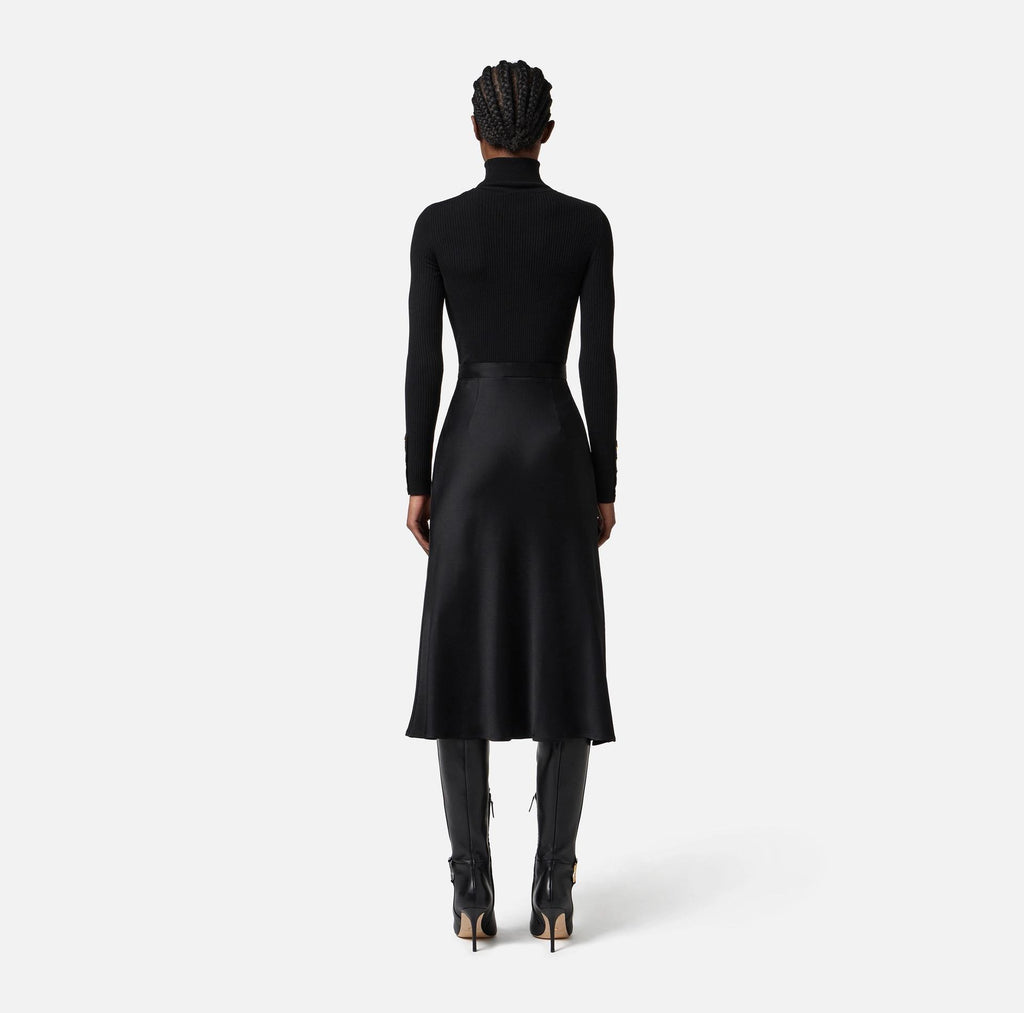 Abito in maglia a costine a costine e raso con taschino Nero AM06B56E2 110NERO ELISABETTA FRANCHI 