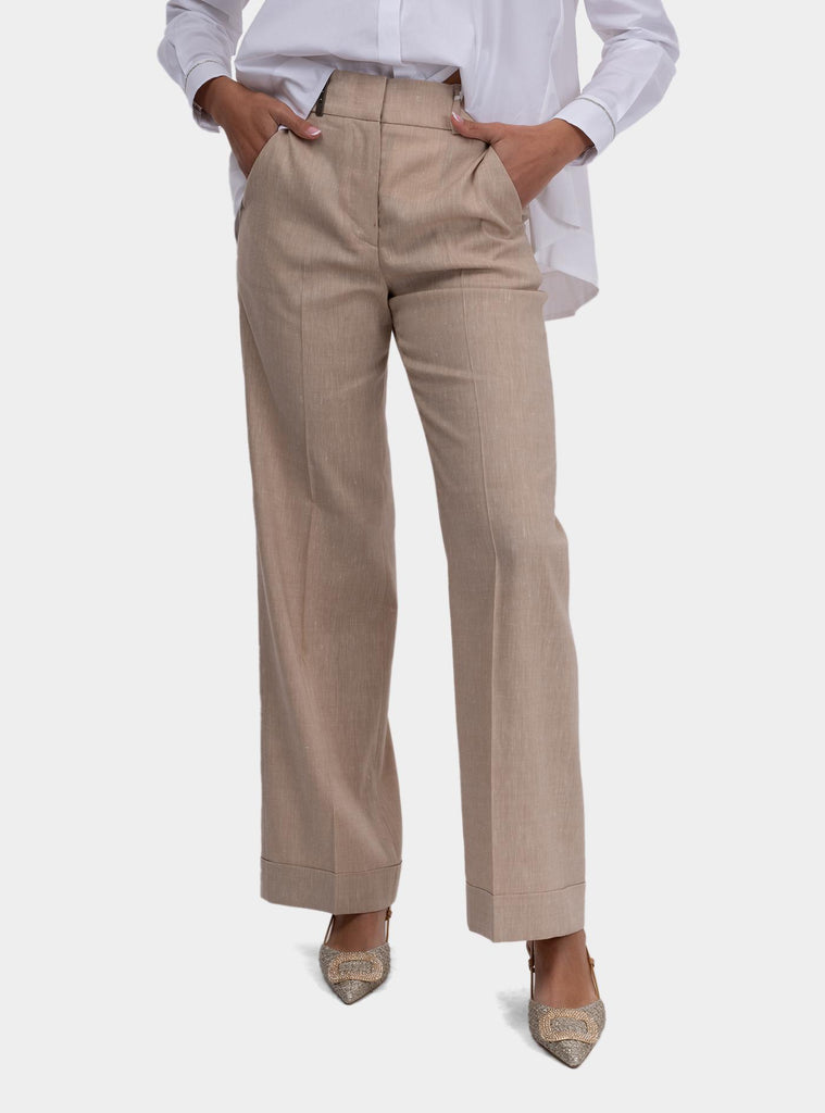 Pantalone donna tela "estrato" in lino e lana P04783 05814 945 PESERICO 