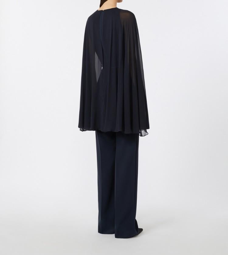 Tuta in cady con cappa Blu notte VERTICE 005 MAX MARA STUDIO 