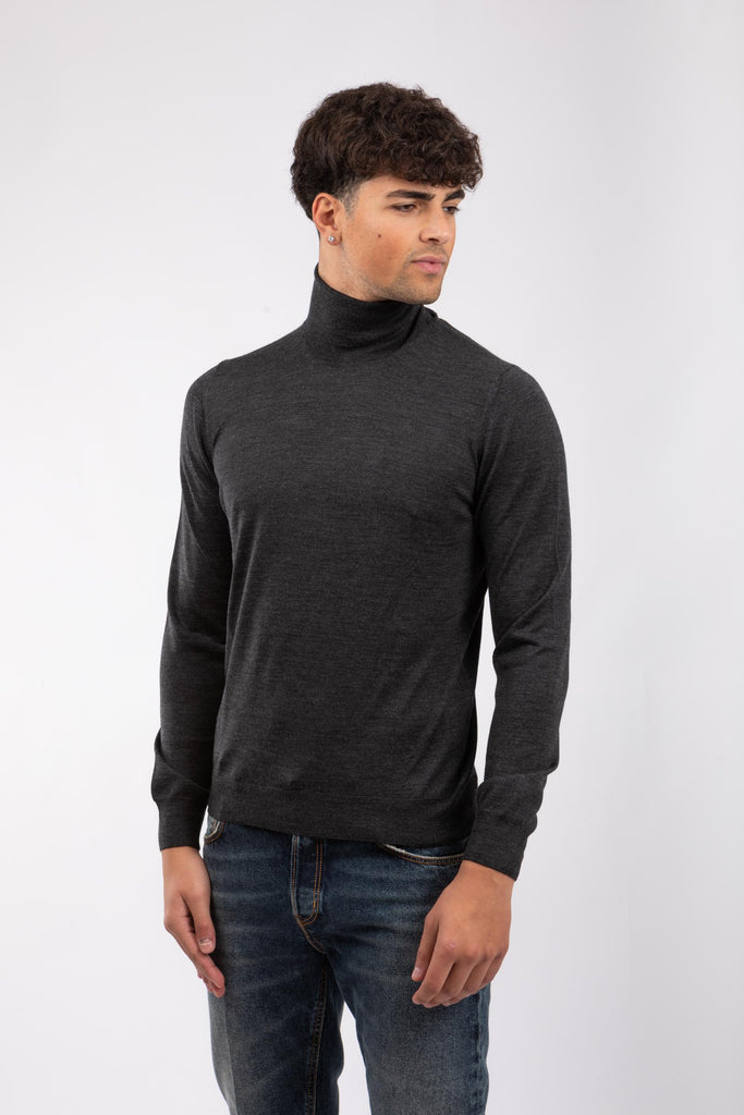 Maglia uomo a collo alto in misto seta Antracite MIKE GSI25-05 524 TAGLIATORE 