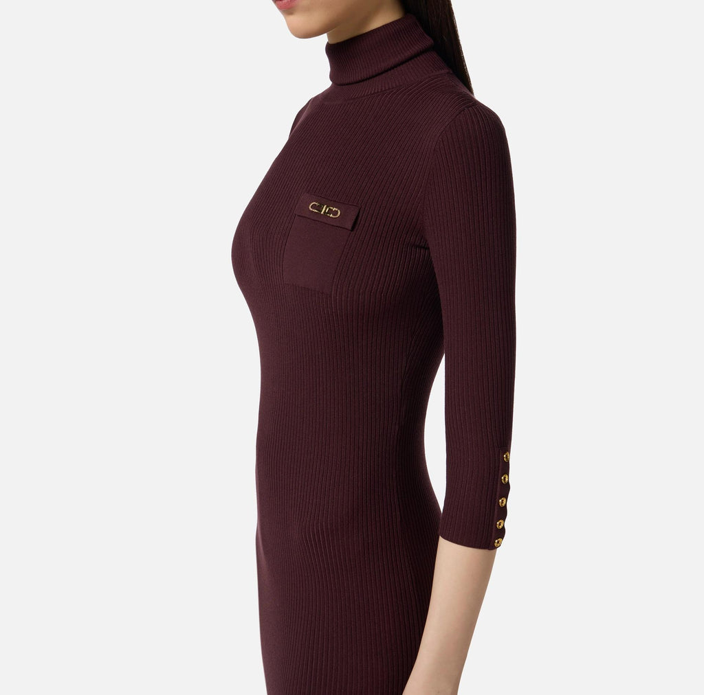 Abito in maglia a costine collo alto Merlot AM23B56E2 MERLOT ELISABETTA FRANCHI 