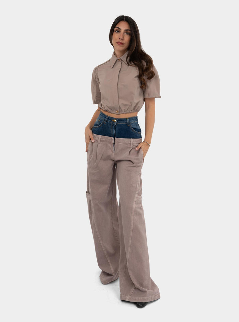Pantalone cargo in cotone con baschina in denim PJ92D51E2 DL8BLUEVINTAGE ELISABETTA FRANCHI 