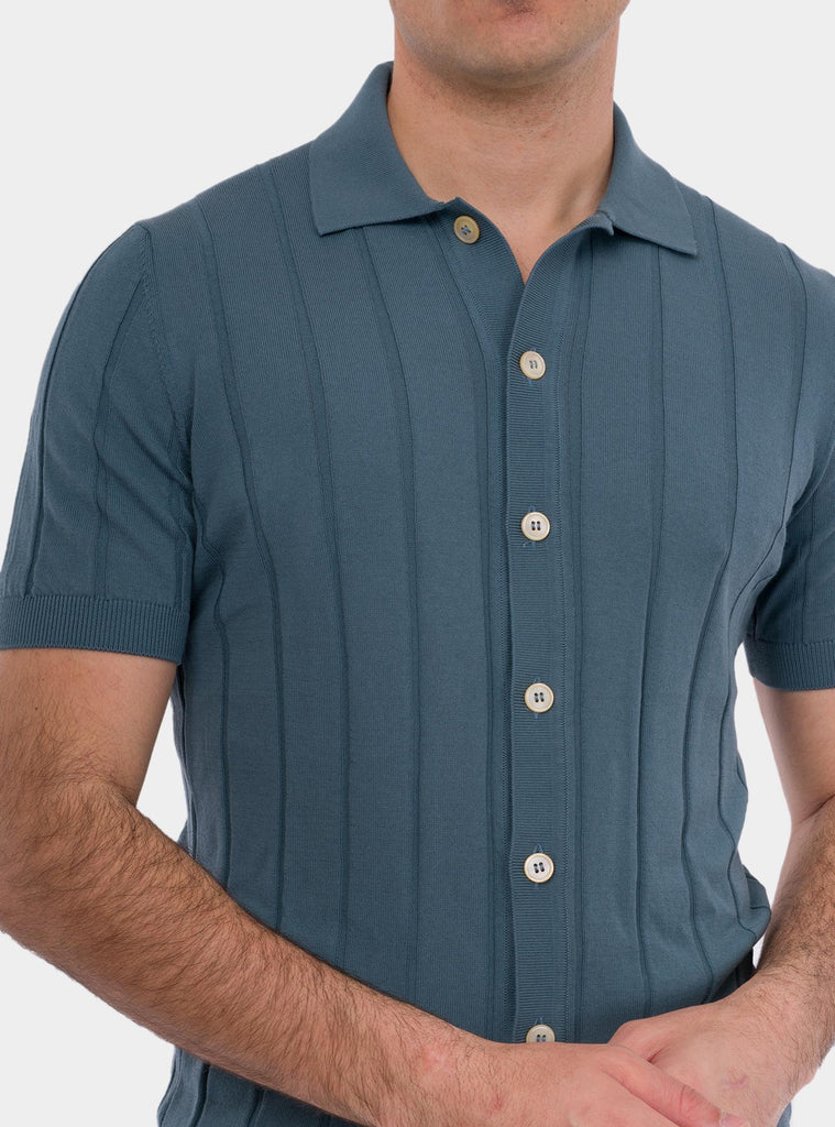 Camicia in maglia a coste ceruleo 57143/20634 548 GRAN SASSO 