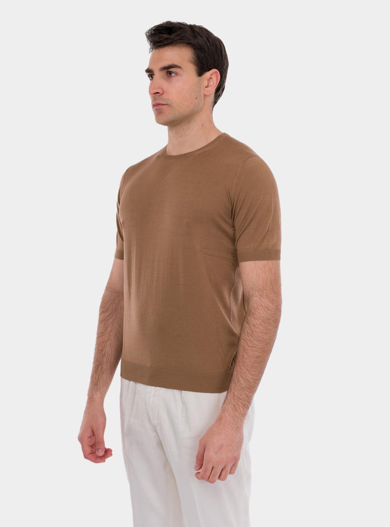 T-shirt uomo in seta biege 43112/23503 156 GRAN SASSO 