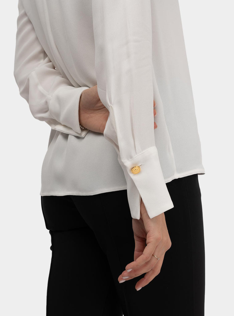 Camicia in georgette con charms e logo Bianco CA08051E2V440 360AVORIO ELISABETTA FRANCHI 