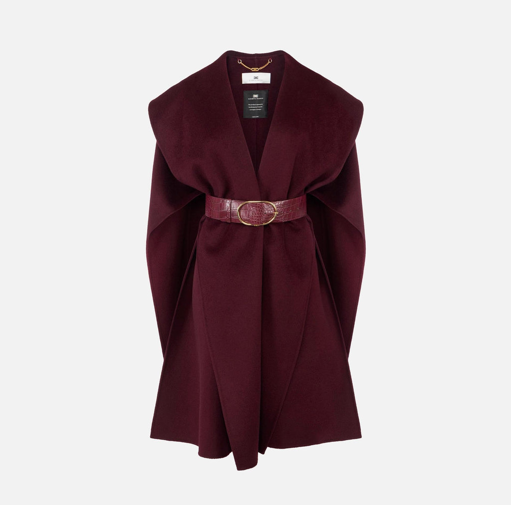 Mantella in panno in lana double Merlot CP67D56E2 EA4 ELISABETTA FRANCHI 