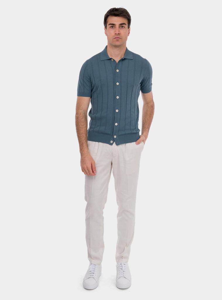 Camicia in maglia a coste ceruleo 57143/20634 548 GRAN SASSO 