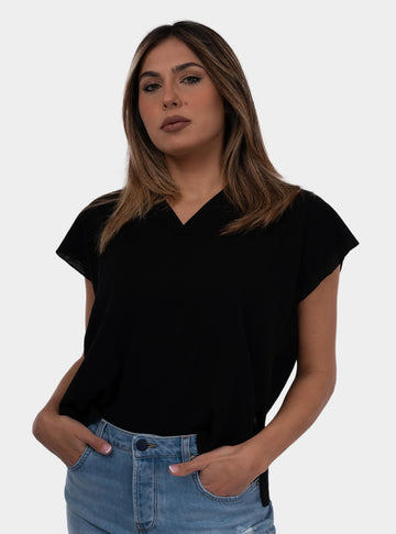 Maglia donna con bordi in lurex nero 57269/14069 099 GRAN SASSO 