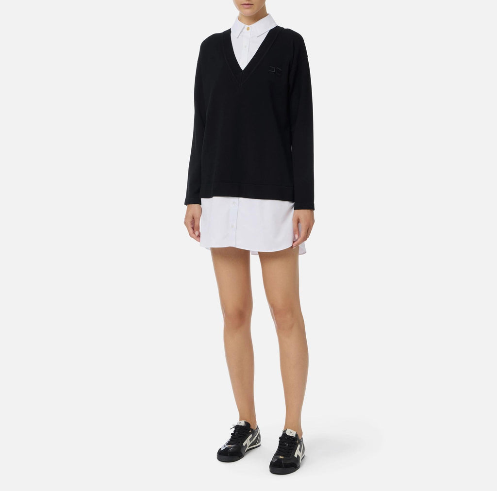 Abito in maglia di viscosa e popeline di cotone AM09T56E2 222 NERO/BIANCO ELISABETTA FRANCHI 