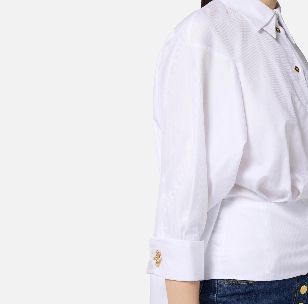 Camicia in popeline di cotone jaquard Bianco CA10356E2 100 ELISABETTA FRANCHI 