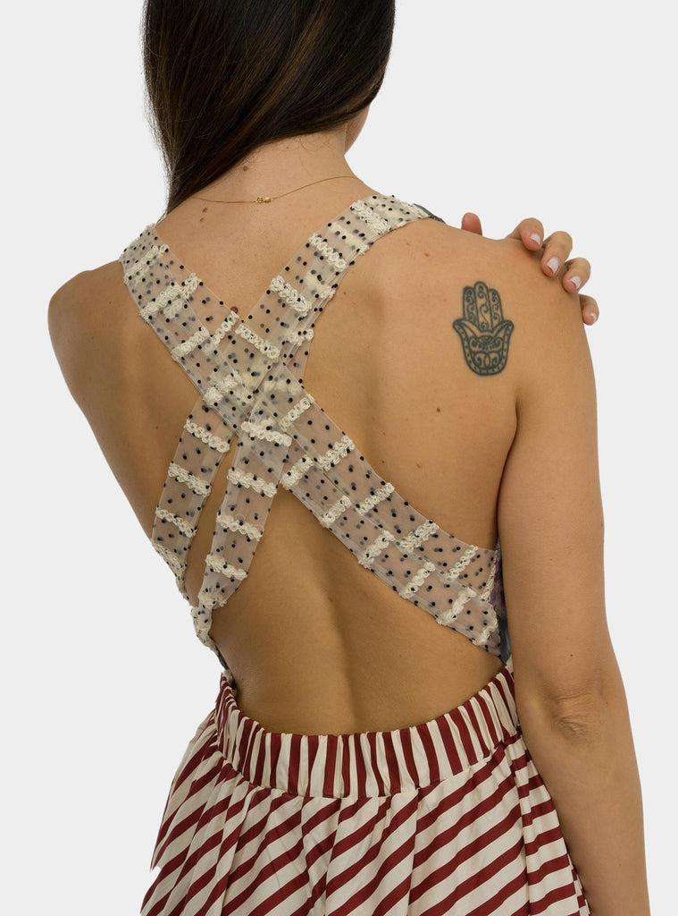 Abito cielas multicolor con fantasie a contrasto MSS5CIEL AS SAMPLE MADAME SHOUSHOU 