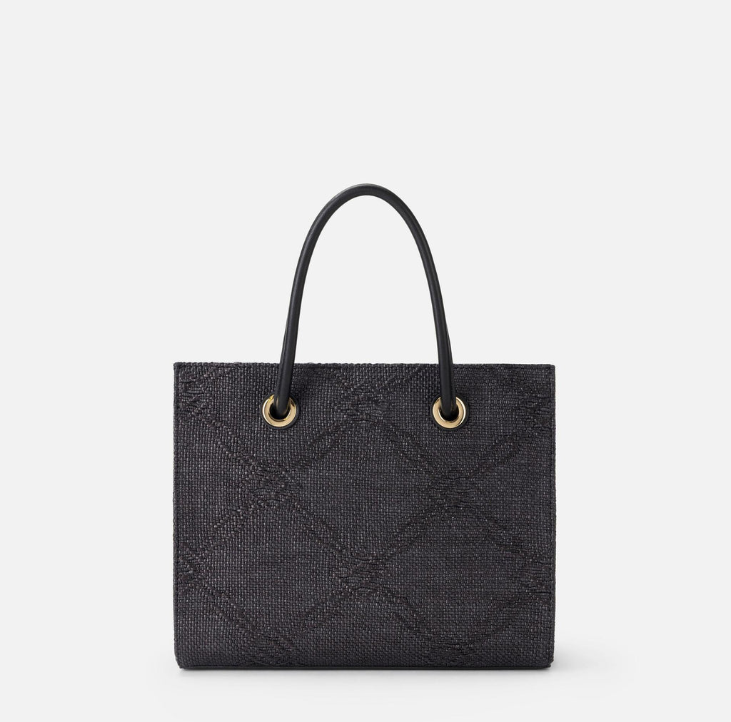 Borsa tote piccola in rafia jacquard nero BS83A52E2 110 NERO ELISABETTA FRANCHI 