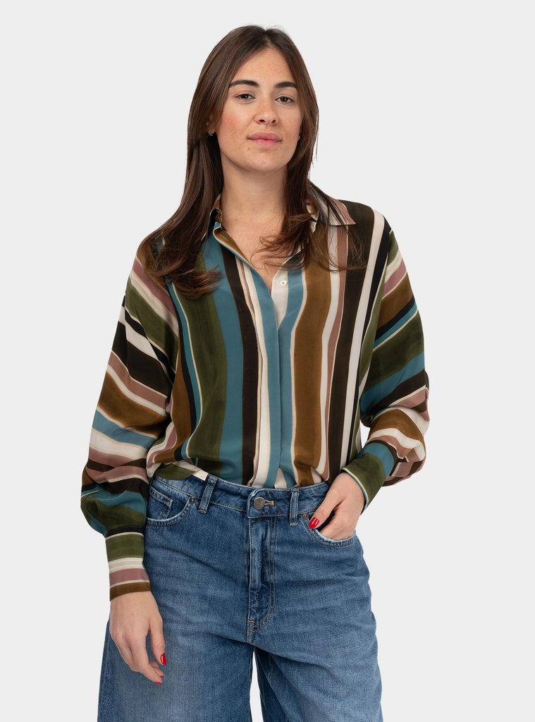 Camicia a righe in seta Multicolor ARPE 004 MAX MARA 