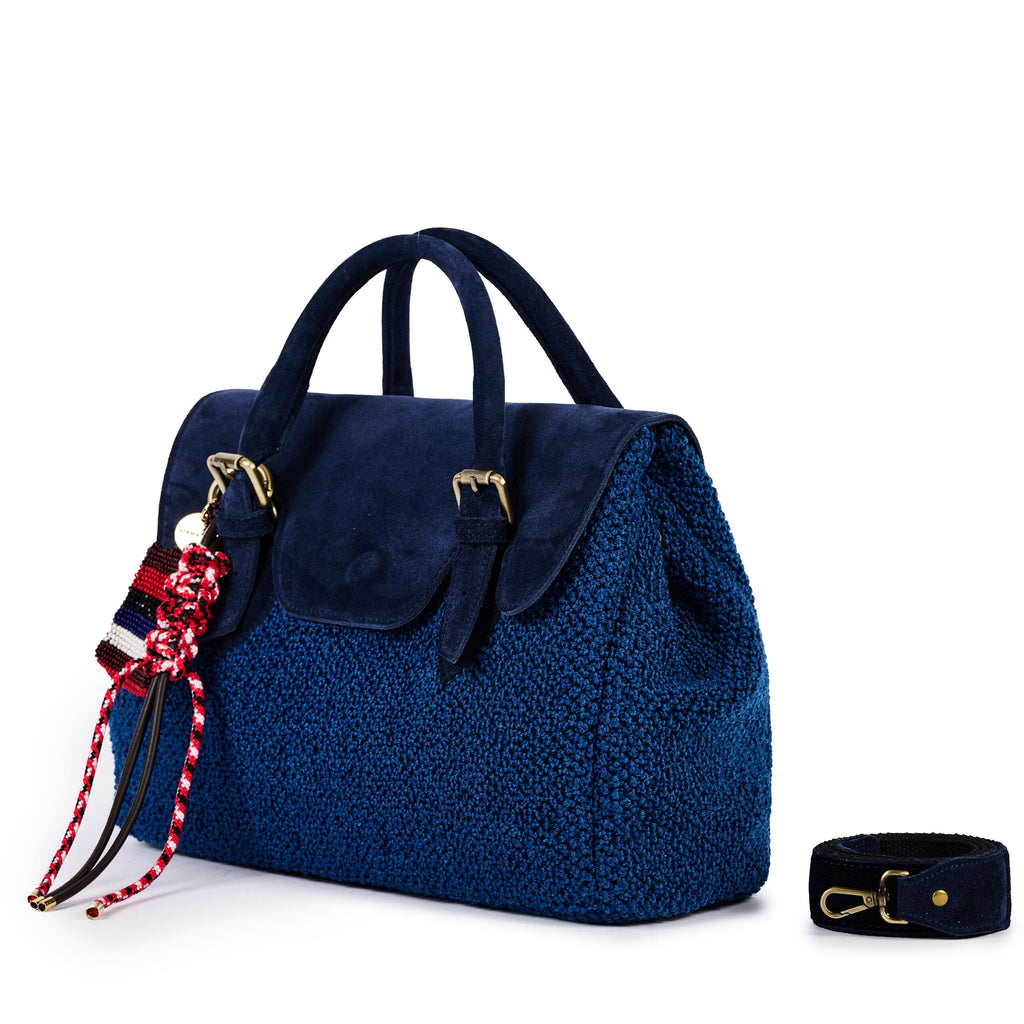 Borsa in cotone boucle Blu SIENNA BOUCLE H05 BLU VIAMAILBAG 
