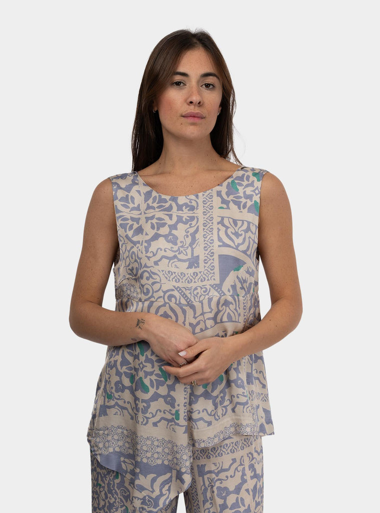 Top asimmetrico a fantasia Multicolor 511SD45064 01 BURRO CENERE ALESSIA SANTI 