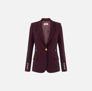 Giacca in crepe leggero con dettagli gioiello Merlot GI17556E2 EA4 ELISABETTA FRANCHI 