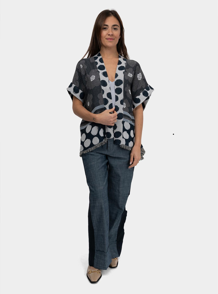 Kimono corto fantasia Blu 511SD35046 BLU ALESSIA SANTI 