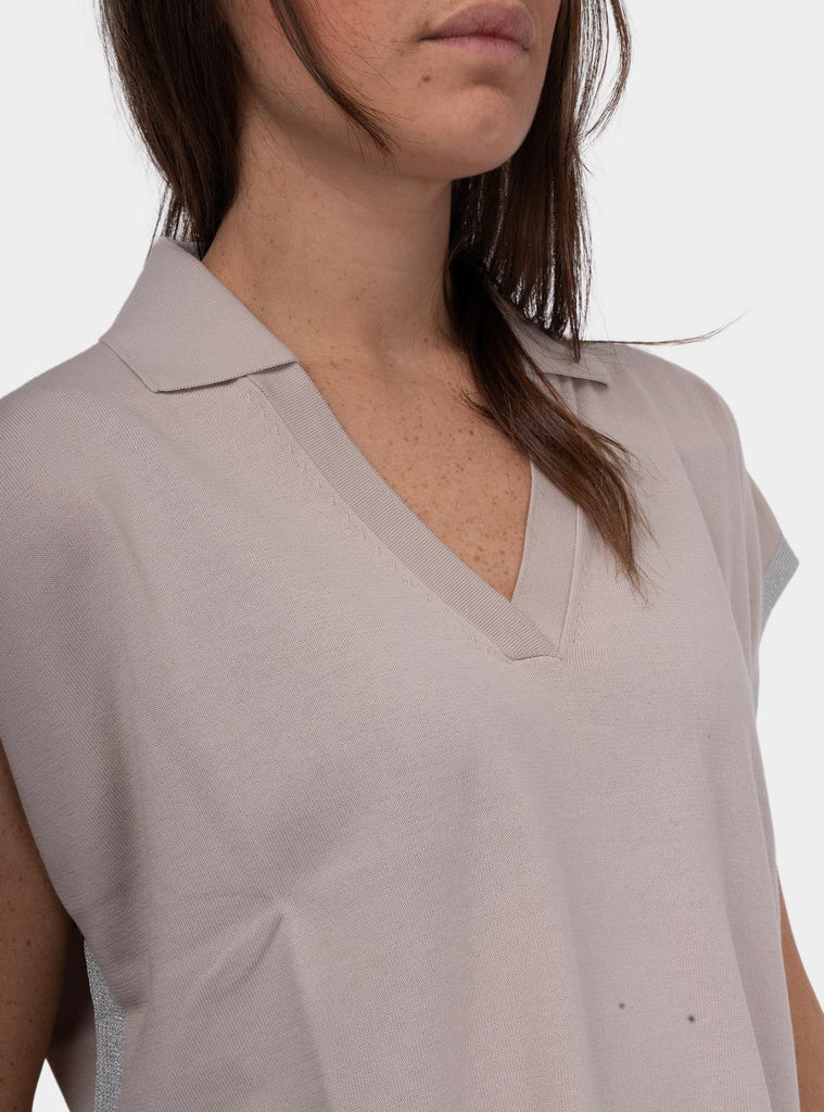 Maglia con bordi in lurex beige 57269/14069 111 GRAN SASSO 
