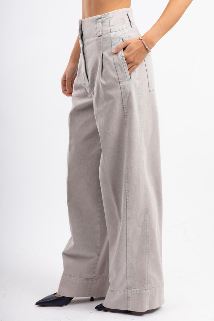 Pantalone in twill di cotone stretch Grigio Perla P04699T20 071 PESERICO 