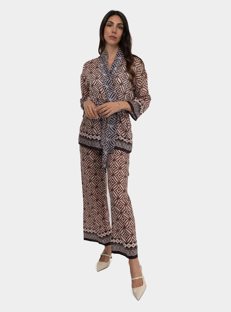 Pantalone in seta stampata Multicolor 511SD25003 GEOMETRICO ALESSIA SANTI 