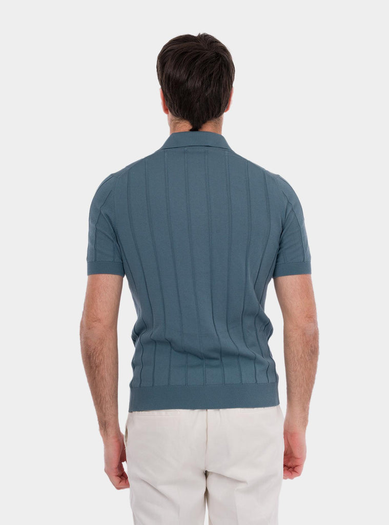 Camicia in maglia a coste ceruleo 57143/20634 548 GRAN SASSO 