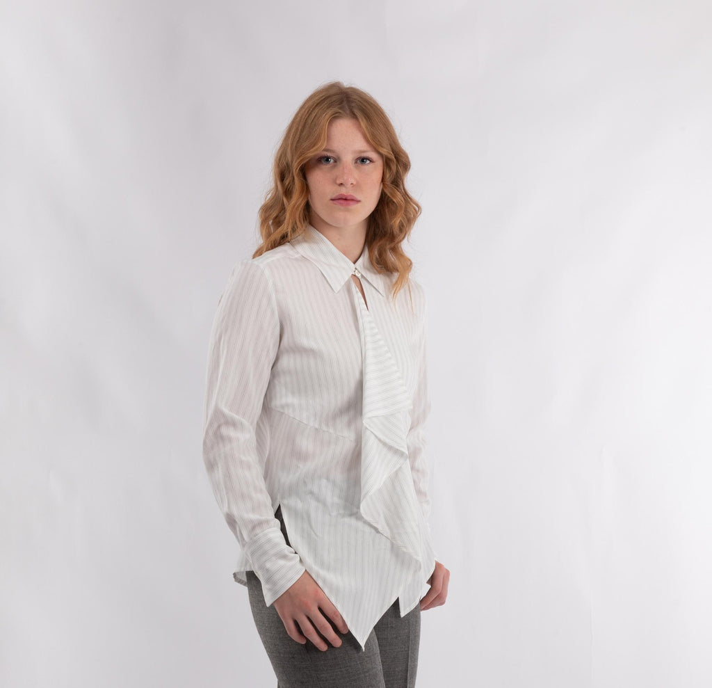 Camicia asimmetrica con rouges TABITA 372 1278 GREY PINTSTRIPED HANAMI D'OR 