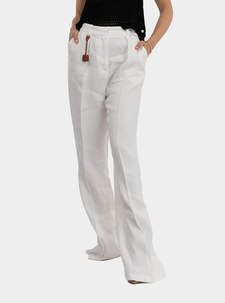 Pantaloni in misto lino Panna PA09752E2 360AVORIO ELISABETTA FRANCHI 