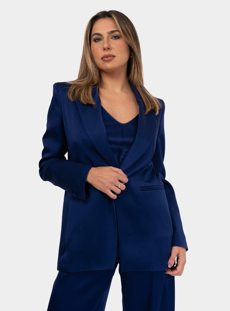 Blazer monopetto satin Blu GALAZIA 036 MAX MARA 