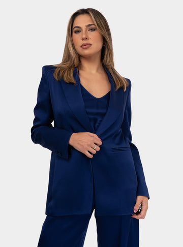 Blazer monopetto satin Blu GALAZIA 036 MAX MARA 