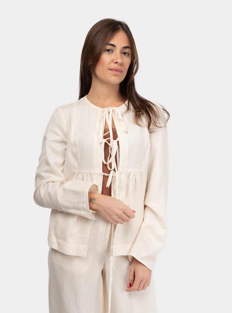 Giacca in lino con lacci Panna 511SD35034 S2128 ALESSIA SANTI 