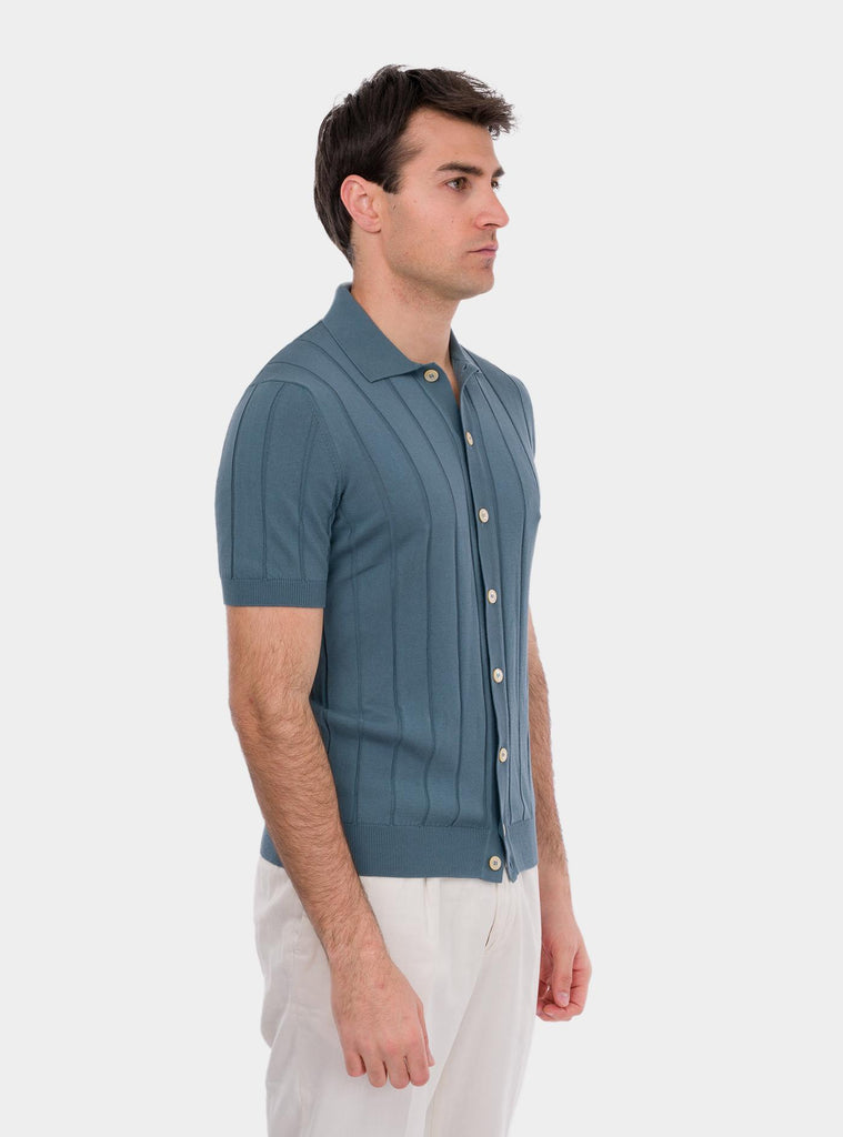 Camicia in maglia a coste ceruleo 57143/20634 548 GRAN SASSO 