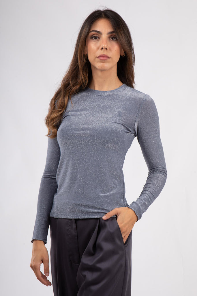 Maglia girocollo slim lurex SORA AW25501J008 SORA NIU 